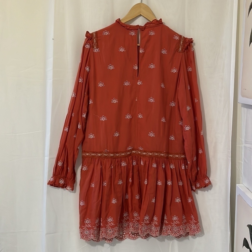 Zara Orange Long Sleeve Dress a132 - Picture 3 of 3